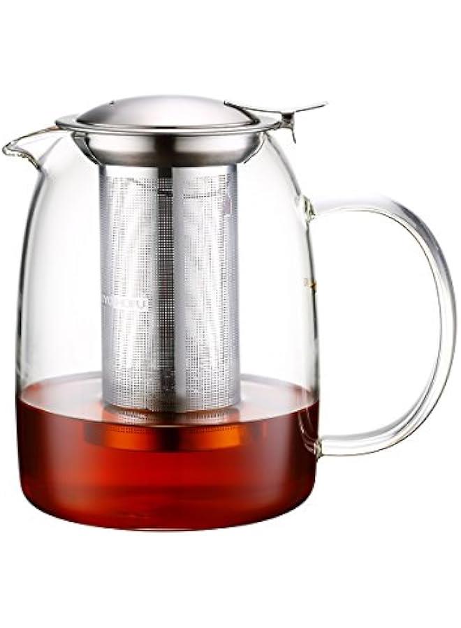 Tea Pot with Infusers for Loose Tea, Glass Teapot for Stovetop, Clear Borosilacate Glass Tea Pot with Infuser and Lid, Heat Resistant, Gifts for Tea Lovers, 1000 ml/35 oz  - Image 1