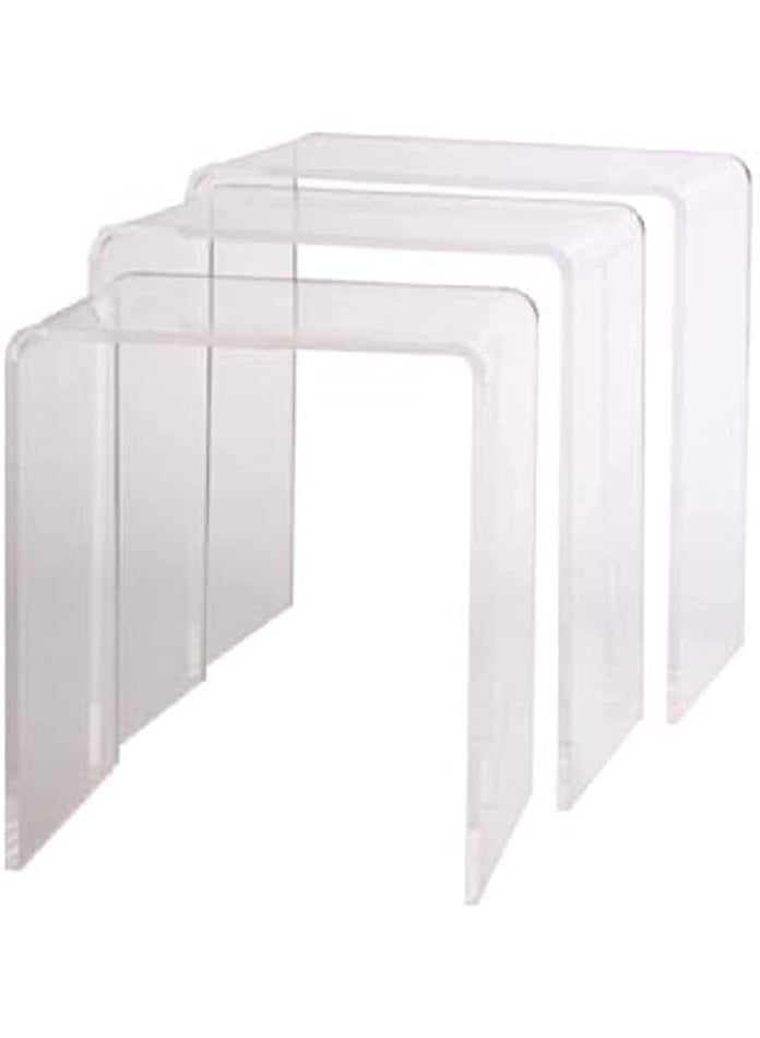 Slasa Clear Acrylic Nesting Tables Set of 3 – Sizes 35 cm, 30 cm, 25 cm – Transparent Side & Coffee Tables, Stackable Minimalist Design, Made from Durable 4 mm Thick Acrylic for Small Living Spaces - Image 3