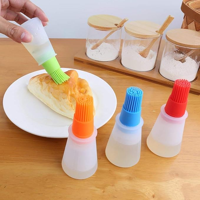 CELLEBII CELLEBII Silicon Oil Bottle Brush sauteing Baking or Grilling Frying BBQ Pen Cake Butter Bread Pastry Brush Bottle Cooking Oil Dispenser Kitchen Tools 1Pcs Multicolour  - Image 5