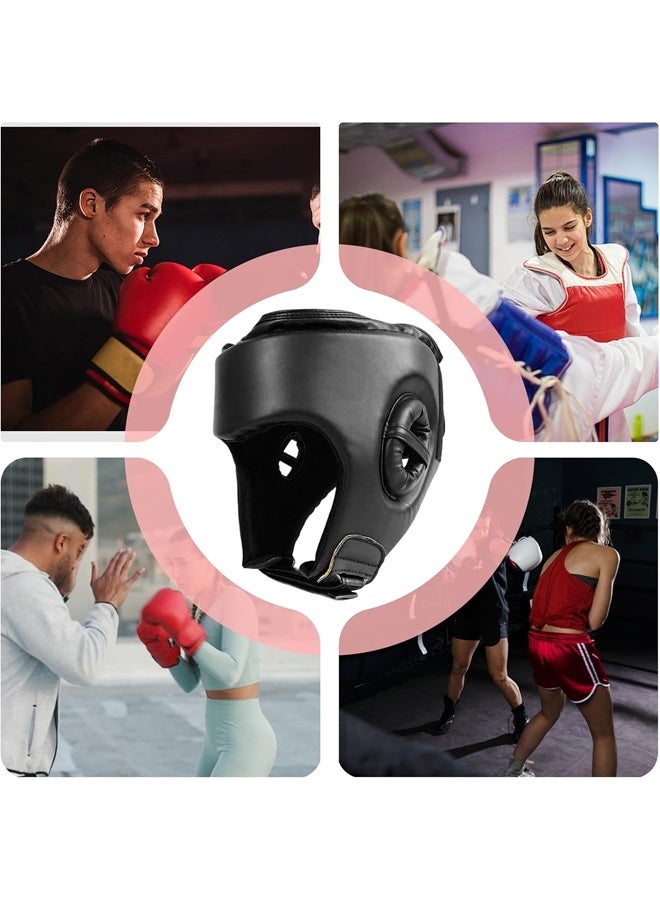 DUNISO Boxing Helmet Wrestling Training Helmet Professional Protective Training Supplies Adjustable Martial Arts Boxing Equipment Taekwondo Thickened Fighting Head Guard Black - Image 4