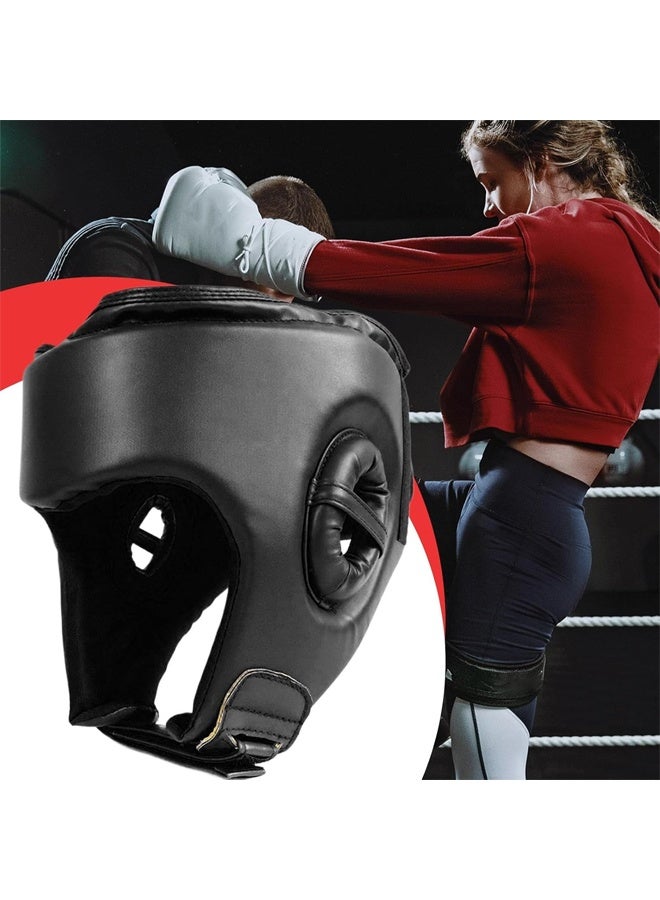 DUNISO Boxing Helmet Wrestling Training Helmet Professional Protective Training Supplies Adjustable Martial Arts Boxing Equipment Taekwondo Thickened Fighting Head Guard Black - Image 3