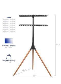 كوزارا حامل تلفزيون Artistic Easel Easel Studio مع قاعدة ثلاثية القوائم من خشب الجوز أسود  - Image 5