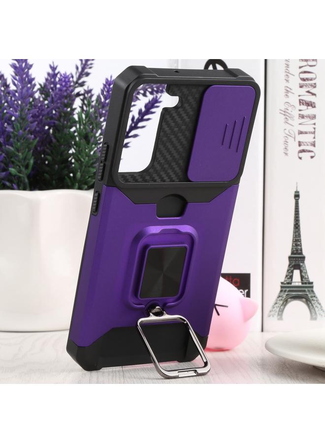 اس-توب جراب لهاتف Samsung Galaxy S22+ 5G بتصميم غطاء كاميرا منزلق مصنوع من مادة PC + TPU، جراب هاتف مقاوم للصدمات مع حامل حلقي وفتحة بطاقة - Image 5