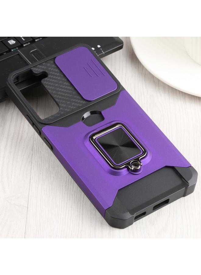 اس-توب جراب لهاتف Samsung Galaxy S22+ 5G بتصميم غطاء كاميرا منزلق مصنوع من مادة PC + TPU، جراب هاتف مقاوم للصدمات مع حامل حلقي وفتحة بطاقة - Image 2
