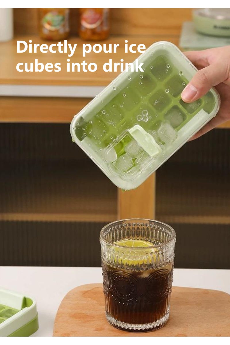 يوآ صينية ثلج 15 شبكة مع غطاء | صانع مكعبات الثلج، ضغطة واحدة لتوزيع الثلج بسرعة، صب مباشر في المشروب بدون لمس، سدادة سيليكون مانعة للتسرب بنسبة 100%، مادة آمنة غذائيًا، مكعب ثلج بطيء الذوبان لتبريد الكوكتيلات والمشروبات والعصائر - Image 3