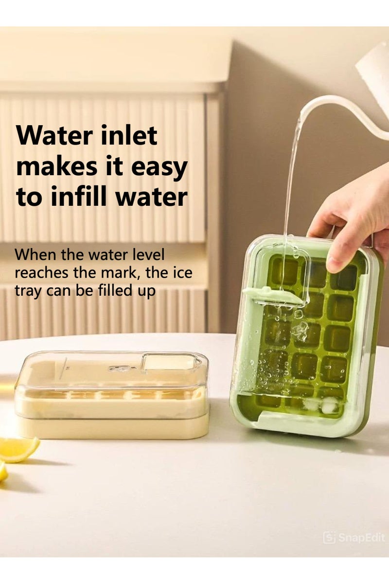 يوآ صينية ثلج 15 شبكة مع غطاء | صانع مكعبات الثلج، ضغطة واحدة لتوزيع الثلج بسرعة، صب مباشر في المشروب بدون لمس، سدادة سيليكون مانعة للتسرب بنسبة 100%، مادة آمنة غذائيًا، مكعب ثلج بطيء الذوبان لتبريد الكوكتيلات والمشروبات والعصائر - Image 4