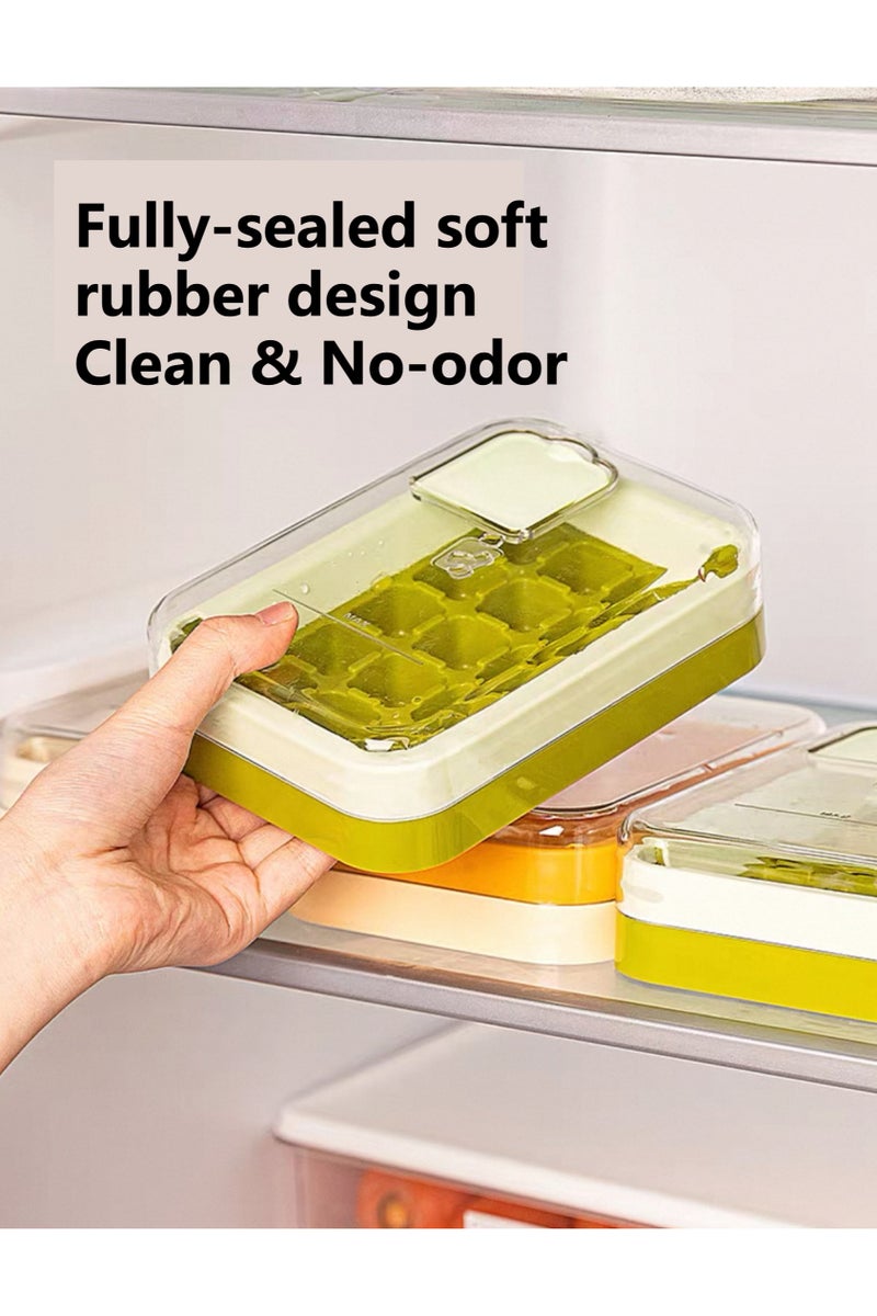 يوآ صينية ثلج 15 شبكة مع غطاء | صانع مكعبات الثلج، ضغطة واحدة لتوزيع الثلج بسرعة، صب مباشر في المشروب بدون لمس، سدادة سيليكون مانعة للتسرب بنسبة 100%، مادة آمنة غذائيًا، مكعب ثلج بطيء الذوبان لتبريد الكوكتيلات والمشروبات والعصائر - Image 5