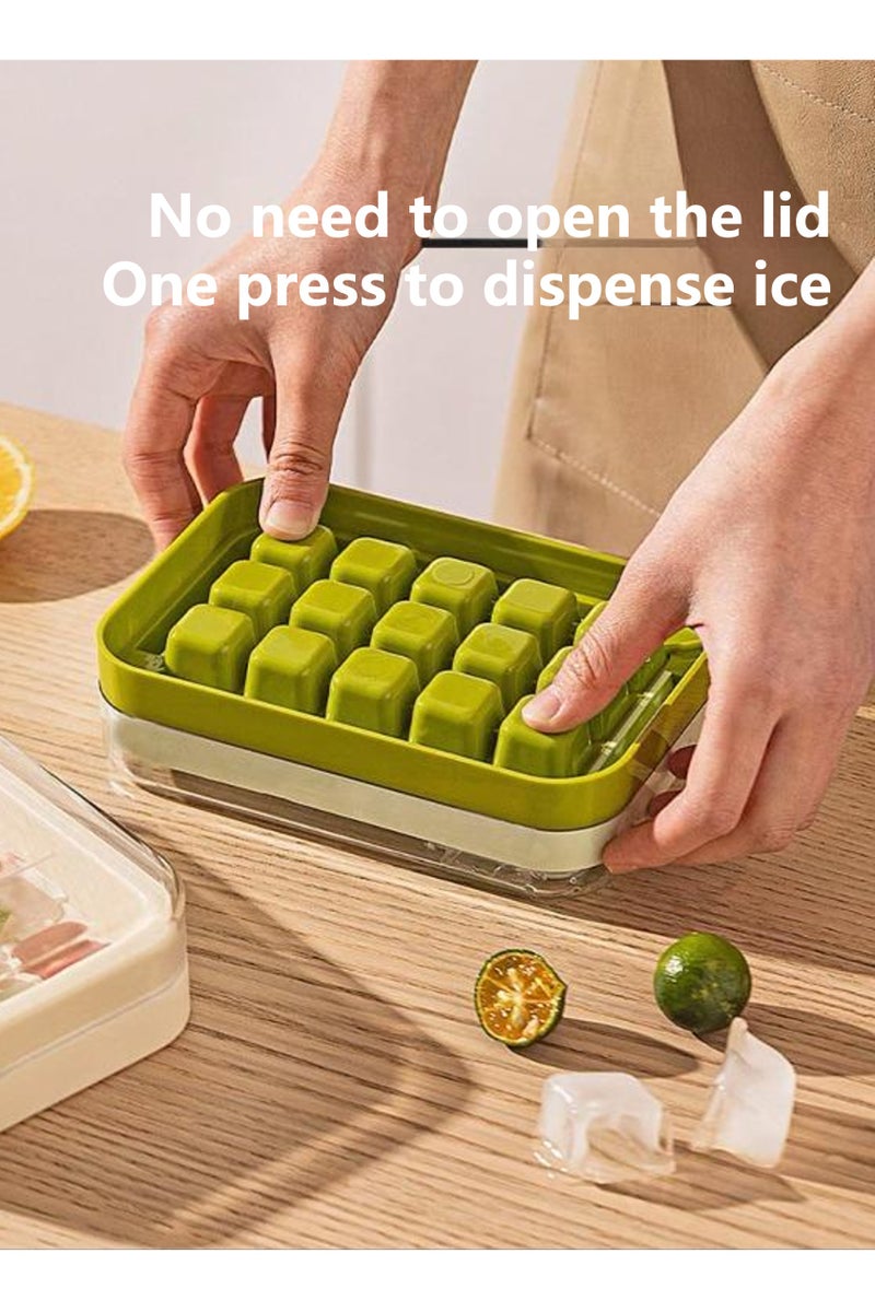 يوآ صينية ثلج 15 شبكة مع غطاء | صانع مكعبات الثلج، ضغطة واحدة لتوزيع الثلج بسرعة، صب مباشر في المشروب بدون لمس، سدادة سيليكون مانعة للتسرب بنسبة 100%، مادة آمنة غذائيًا، مكعب ثلج بطيء الذوبان لتبريد الكوكتيلات والمشروبات والعصائر - Image 2