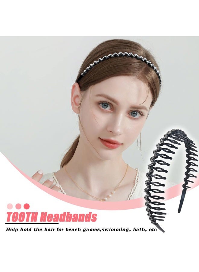 Yeshan Rhinestone and Crystal Headbands For Women with Teeth Comb, Non-slip Hard Plastic Headbands In Wave shape,Pack of 4 - Image 5