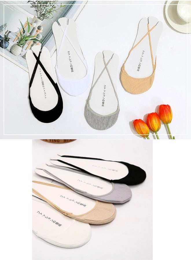 شيبشيب 4 أزواج من الجوارب النسائية قصيرة للغاية مع حزام خفي وبطانة نصفية للكعب - Image 2