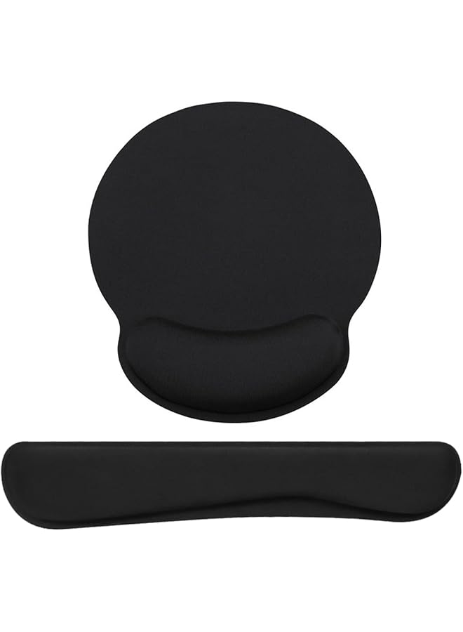 إي سي في في لوحة ماوس مريحة مع دعم مسند المعصم للوحة المفاتيح للألعاب، مجموعة دعم معصم لوحة المفاتيح من إسفنج الذاكرة غير القابل للانزلاق لسهولة الكتابة وتخفيف الألم - Image 1