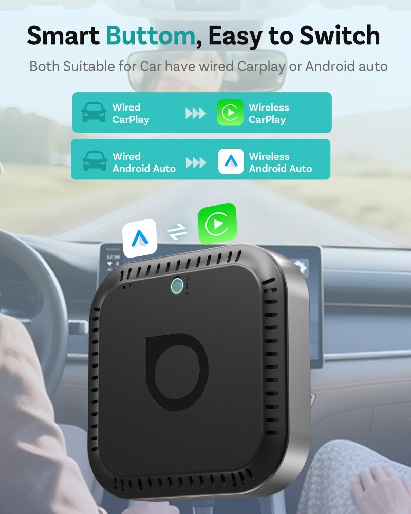 Ottocast صندوق بث السيارات Ottocast E2 OttoAibox 2026، صندوق ذكي يعمل بنظام أندرويد 13 مع Netflix/YouTube، محول CarPlay لاسلكي، مشغل فيديو للسيارة مع شاشة مقسمة - Image 4