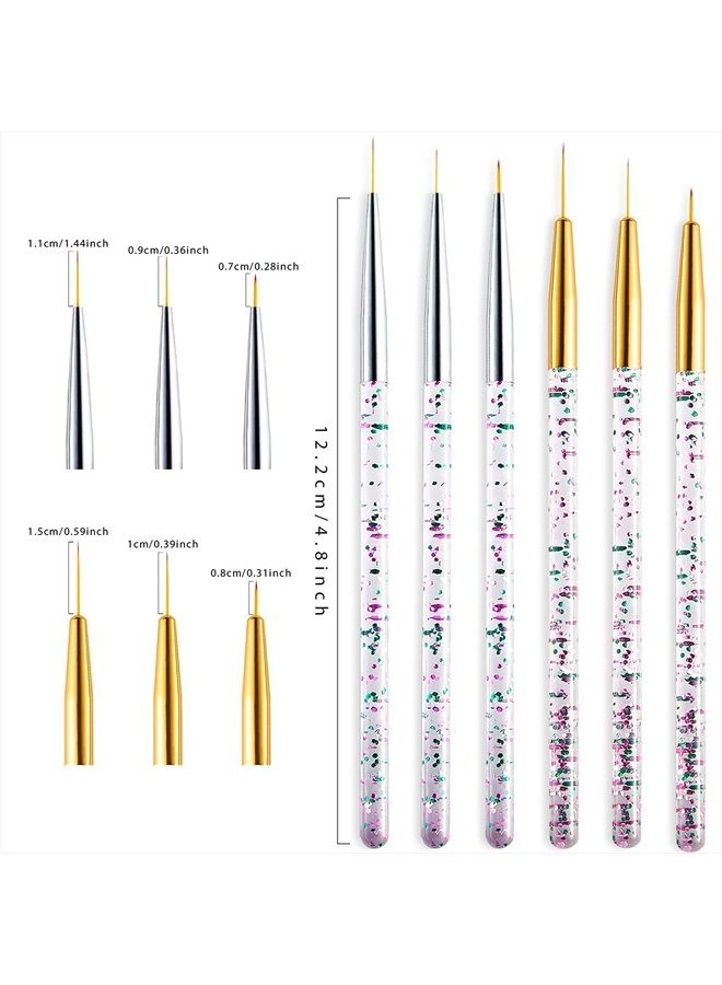 Leelosp 6 Pieces Makeup Brush Line Fine Point Eyeliner Brush Eye Makeup Gel Applicators Cosmetic Eye Wands Eyeliner for Water Activated Eyeliner Makeup Tool (Gold, Silver)  - Image 2
