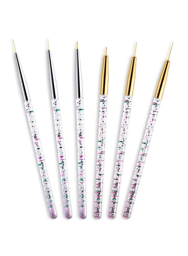 Leelosp 6 Pieces Makeup Brush Line Fine Point Eyeliner Brush Eye Makeup Gel Applicators Cosmetic Eye Wands Eyeliner for Water Activated Eyeliner Makeup Tool (Gold, Silver)  - Image 1