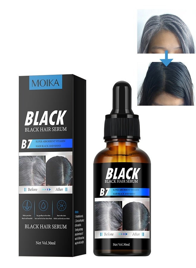 MOIKA Black Hair Serum, Polygonum Multiflorum Nourishing Serum, Natural Anti-Greying Hair Darkening Serum, for Thicker, Longer Hair, Restore Hair Natural Color 30ml - Image 1