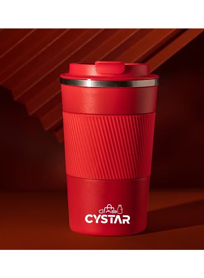 سيستار كوب القهوة السفر 510ML / 17oz الفولاذ المقاوم للصدأ الفراغ الجليد والمشروبات الساخنة معزولة الكأس للمكتب المنزلي في الهواء الطلق أعمال السيارة الأحمر - Image 1