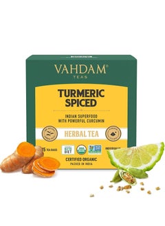 Vahdam Turmeric Spiced Herbal Tea Tisane, 30 G, 15 Tea Bags | Certified Organic| No GMO |Turmeric And Aromatic Spices Such As Cinnamon And Ginger.