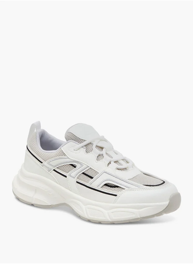 Flora Bella By Shoexpress Women's Panelled Sneakers with Lace-Up Closure