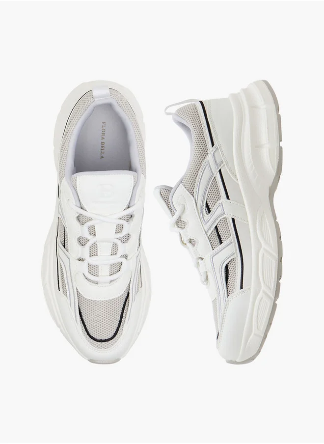 Flora Bella By Shoexpress Women's Panelled Sneakers with Lace-Up Closure