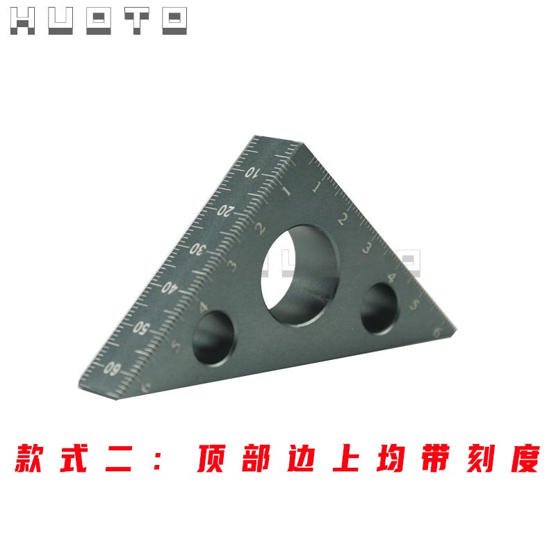 HUOTO aluminum alloy right angle ruler height ruler 90 degrees 45 degrees aluminum alloy woodworking triangle ruler woodworking tools hot sale Style 2 silver DC4213ZBS 