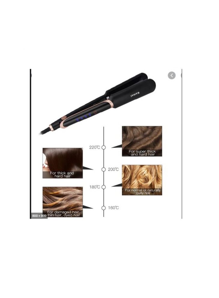 Kemei Km-2212 Hair Straightener Straight Or Curling Iron - Black + Gift Bag dukan alaa - Image 4