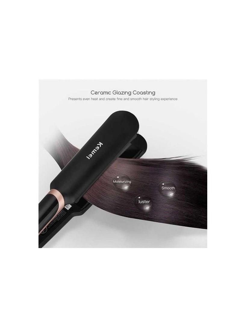 Kemei Km-2212 Hair Straightener Straight Or Curling Iron - Black + Gift Bag dukan alaa - Image 3