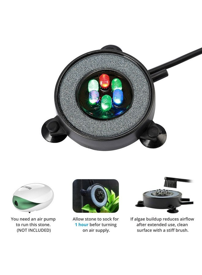 NICREW Multi-Colored LED Aquarium Bubbling Stone Disk, Round Fish Tank Bubbler with Auto Color Changing LEDs - Image 4