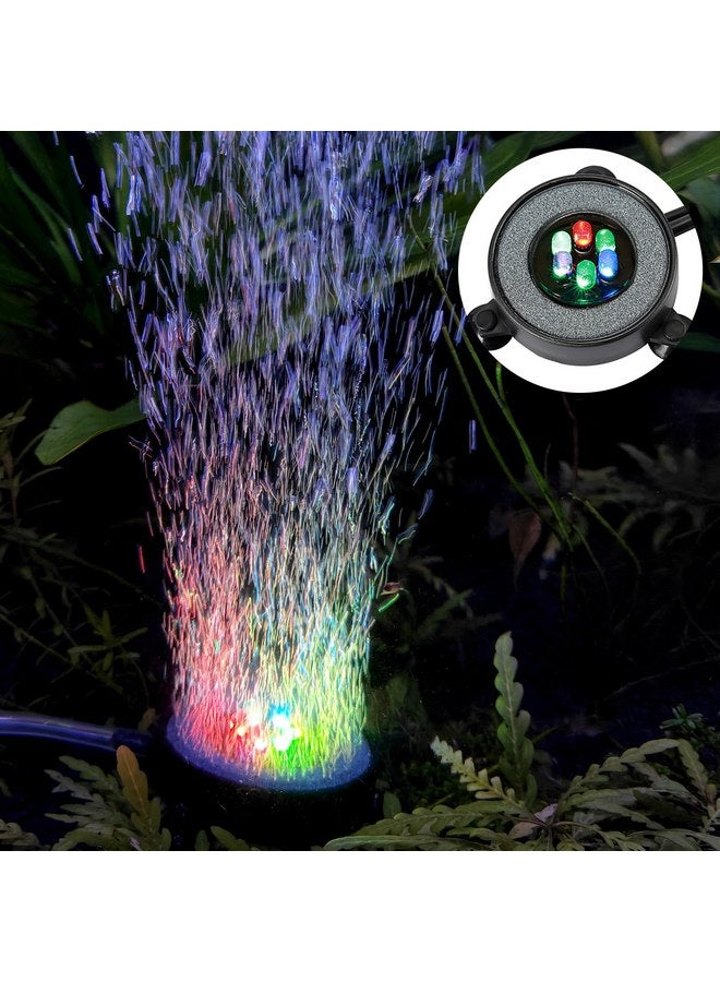 NICREW Multi-Colored LED Aquarium Bubbling Stone Disk, Round Fish Tank Bubbler with Auto Color Changing LEDs - Image 2