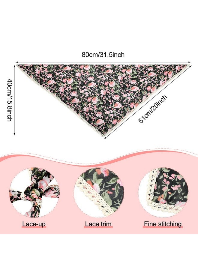 Dingion 6 Pcs Floral Hair Bandanas Head Kerchief Women Bandana Print Chiffon Hair Scarf Triangle Hair Kerchief With Ties(Fresh Color) - Image 2