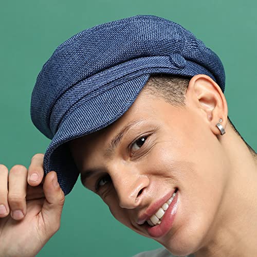 French Accent Men Solid Blue Bretan Cap for Outdoor Everyday Wear | UV Protection | Lightweight | | Quick-Drying | Fashion Casual Headwear Accessories for Men and Boys (2102) - Image 3