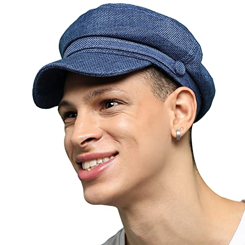 French Accent Men Solid Blue Bretan Cap for Outdoor Everyday Wear | UV Protection | Lightweight | | Quick-Drying | Fashion Casual Headwear Accessories for Men and Boys (2102) - Image 4