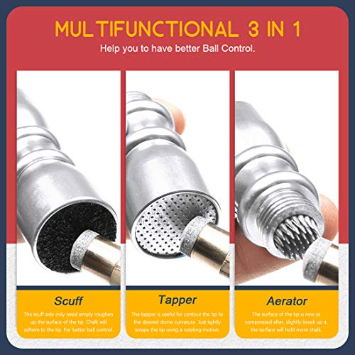 Hilitchi Multifunction Bowtie Snooker Billiard Pool Cue Tip Stick Shaper Repair Tools, 3 in 1 Tool - Shaper, Scuffer, Aerator - Image 4