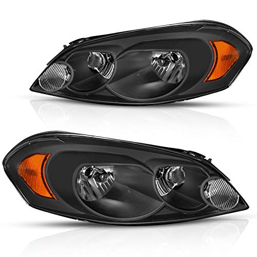 DWVO Headlight Assembly Compatible with 20062016 Chevy Impala 2006 2007 Monte Carlo Replacement Headlamp with Black Housing Clear Lens and Amber Reflector - Image 1