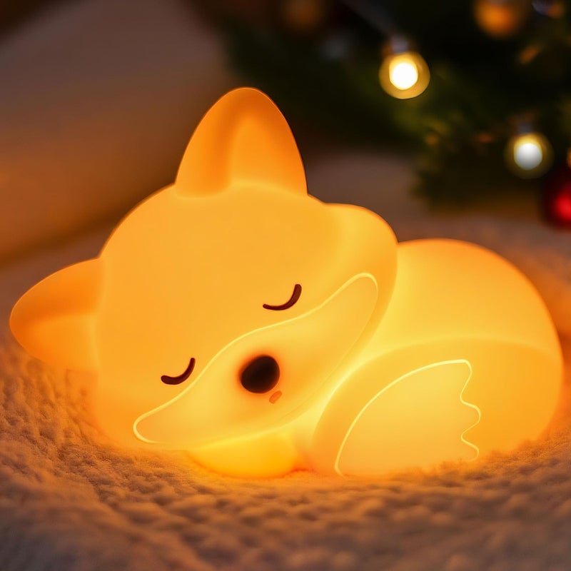 OkiyiD Fox Night Light for Boys Girls Dimmable Squishy Fox Silicone Animal Lamp Cute Foxes Gifts Decor Nightlight for Birthday Xmas Gifts - Image 2