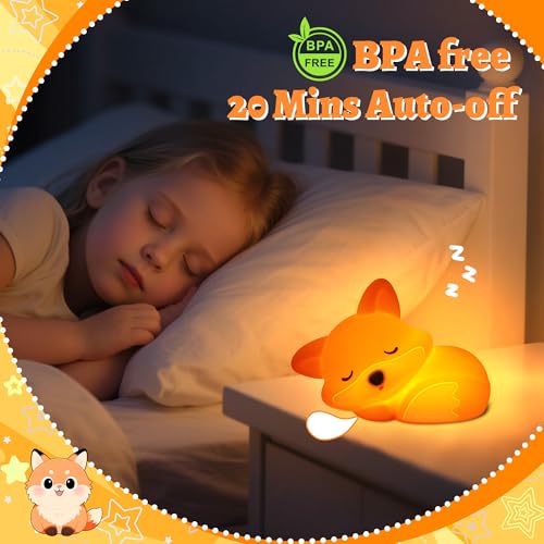 OkiyiD Fox Night Light for Boys Girls Dimmable Squishy Fox Silicone Animal Lamp Cute Foxes Gifts Decor Nightlight for Birthday Xmas Gifts - Image 3