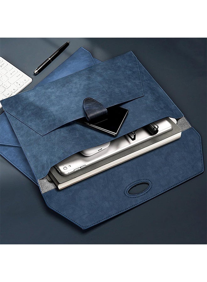 MXN A4 Leather Document Holder with Magnetic Snap Button Closure - Waterproof Business Envelope Style Portfolio Document Holder - Portable Portfolio Envelope File Folder for Business Meetings Interviews Presentations and Office Use (Blue) - Image 3