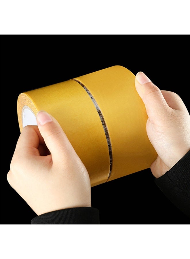 5cm Width 10m Length Grid Cloth Double Sided Tape, Fabric Tape Multifunctional Double Sided Tape,Yellow Release Liner Heavy Duty Waterproof Strong Adhesive Residue-Free Carpet Vinyl Floor Mounting Tape, Residue Free, 2" x 33ft, 2 Rolls Pack - Image 4