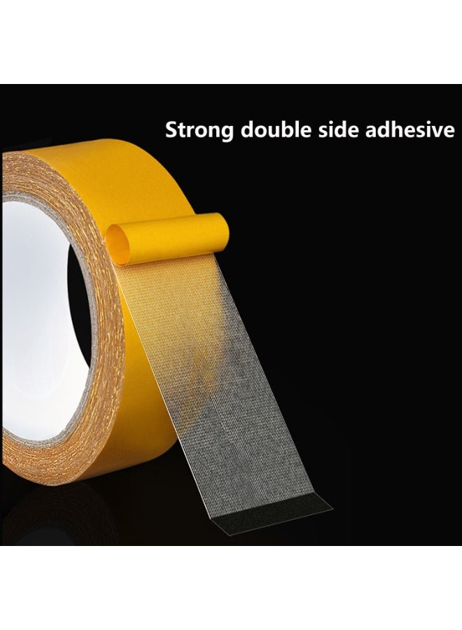 5cm Width 10m Length Grid Cloth Double Sided Tape, Fabric Tape Multifunctional Double Sided Tape,Yellow Release Liner Heavy Duty Waterproof Strong Adhesive Residue-Free Carpet Vinyl Floor Mounting Tape, Residue Free, 2" x 33ft, 2 Rolls Pack - Image 2