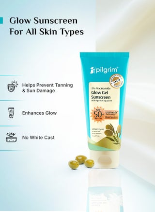 واقي الشمس بيلغريم 2% نياسيناميد جلو بعامل حماية SPF 50+++ (50 جم) للرجال والنساء مع السكوالين الإسباني | يعزز إشراقة البشرة، واسع الطيف، غير دهني، لا يترك طبقة بيضاء ويمنع اسمرار البشرة | مناسب لجميع أنواع البشرة - view 5