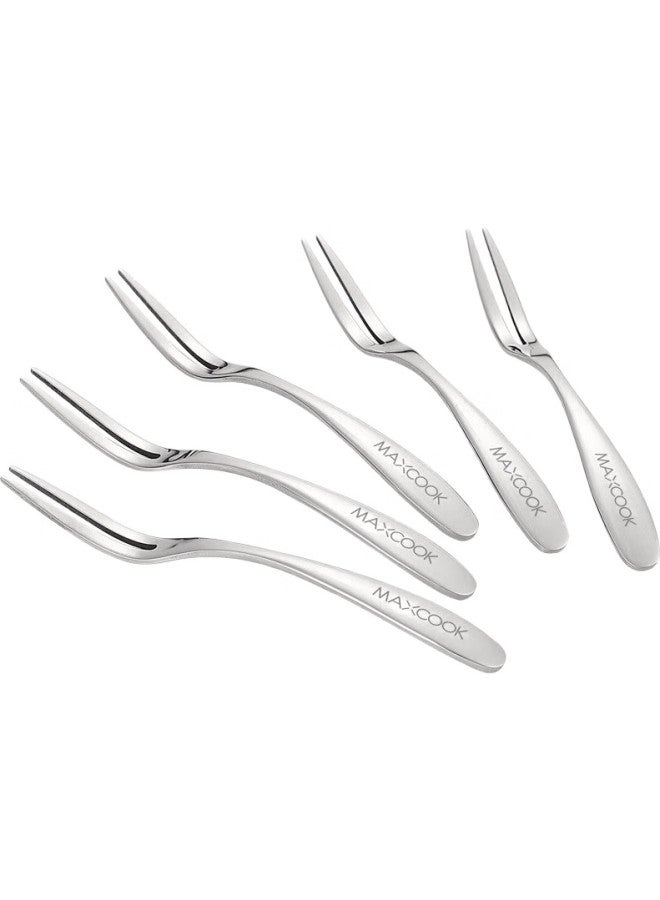 MAX COOK (ماكس كوك) شوكات فواكه من الفولاذ المقاوم للصدأ 304، شوكات حلوى، شوكات كعكة القمر، مجموعة مكونة من 5 قطع، Mcgc795 - Image 2