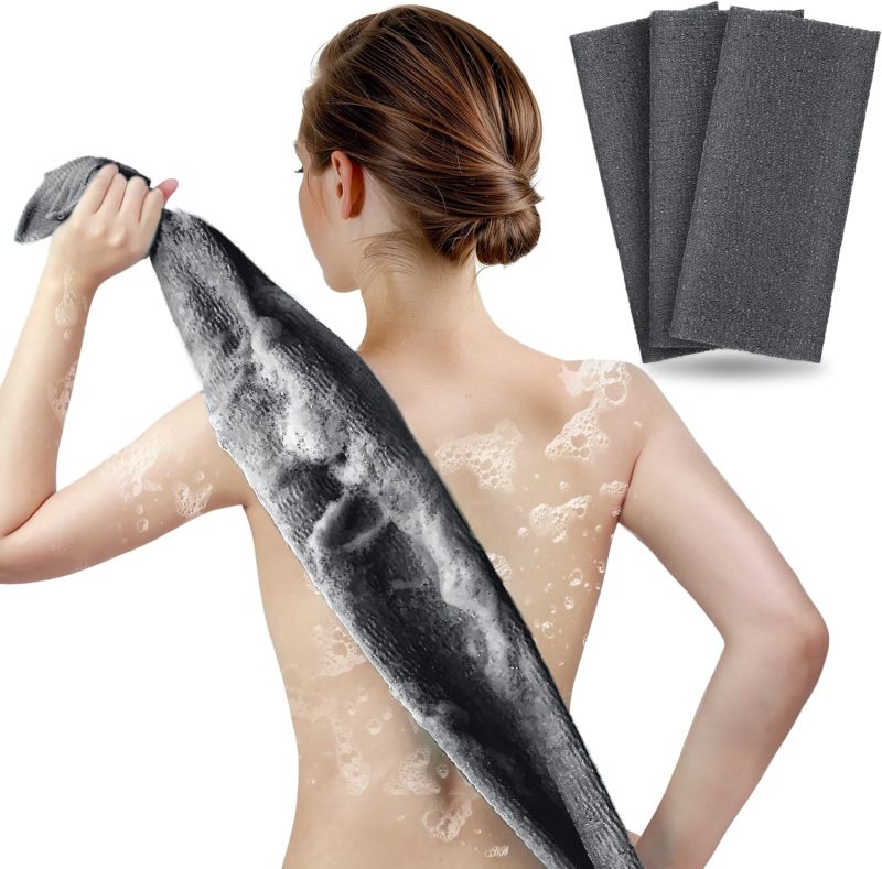 Exfoliating Washcloth Black Nylon Deep Cleansing - Spa At Home Body Exfoliator for Daily Skincare Routine - Image 1