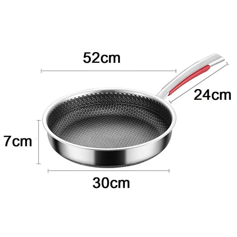 TONSYL 12 inch Wok Pan,Stainless Steel Stir-Fry Wok, Non Stick Honeycomb Skillet with Handle Pancake Omelet Pan Multi-Functional Dishwasher and Oven Safe - Image 2