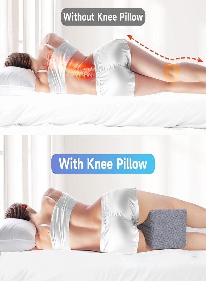 CloudBliss Knee Pillow for Side Sleepers - Cooling Leg Pillow for Side Sleeping, Memory Foam Knee Pillow for Hip Pain, Lower Back Pain, Sciatica Pain, Knee Wedge Pillow with Contour Design,Grey - Image 4