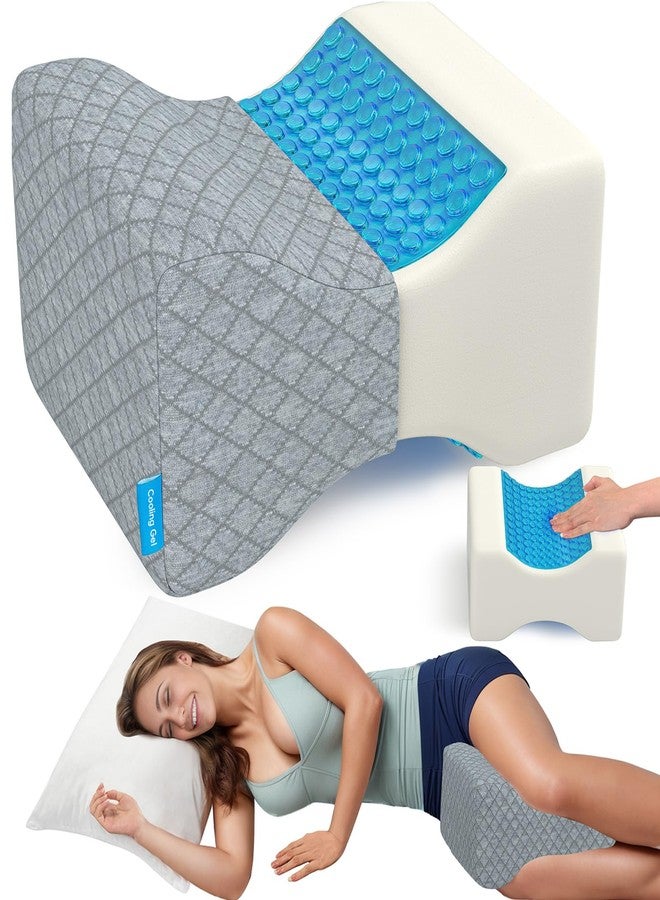 CloudBliss Knee Pillow for Side Sleepers - Cooling Leg Pillow for Side Sleeping, Memory Foam Knee Pillow for Hip Pain, Lower Back Pain, Sciatica Pain, Knee Wedge Pillow with Contour Design,Grey - Image 1