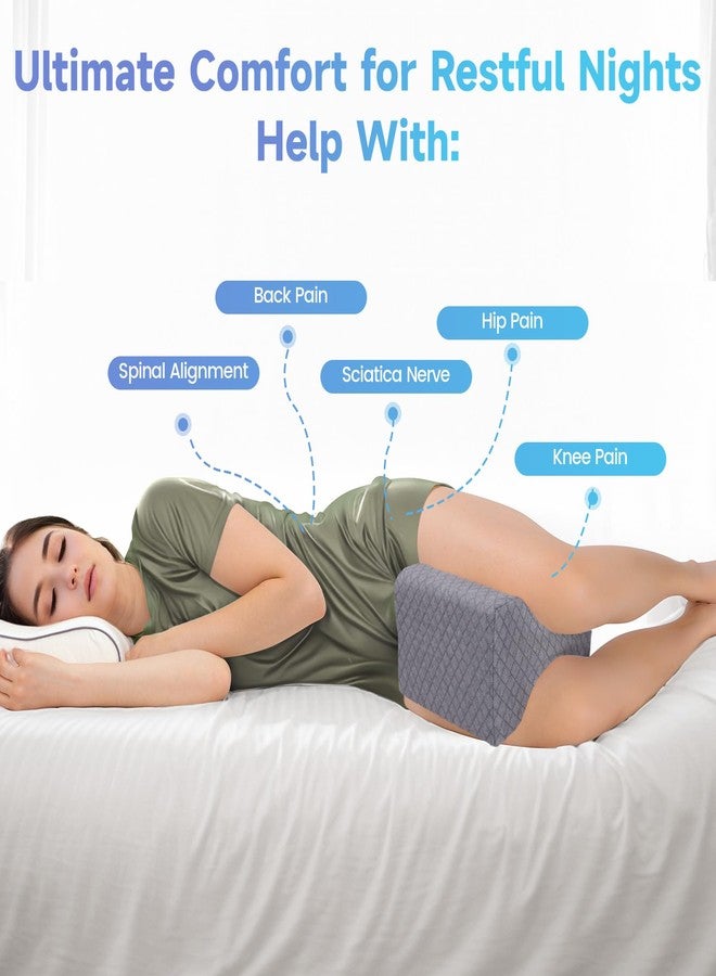 CloudBliss Knee Pillow for Side Sleepers - Cooling Leg Pillow for Side Sleeping, Memory Foam Knee Pillow for Hip Pain, Lower Back Pain, Sciatica Pain, Knee Wedge Pillow with Contour Design,Grey - Image 5