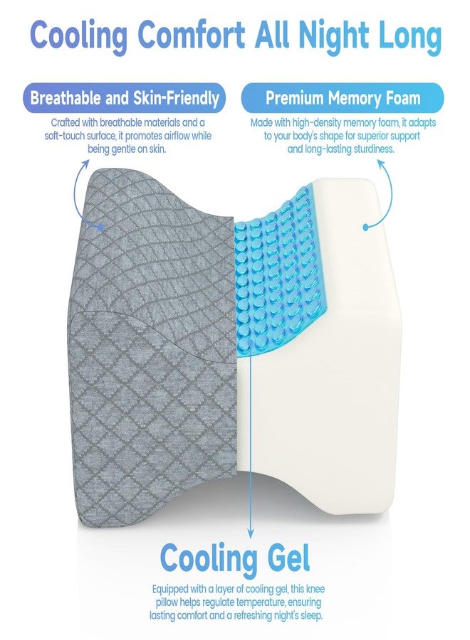 CloudBliss Knee Pillow for Side Sleepers - Cooling Leg Pillow for Side Sleeping, Memory Foam Knee Pillow for Hip Pain, Lower Back Pain, Sciatica Pain, Knee Wedge Pillow with Contour Design,Grey - Image 3