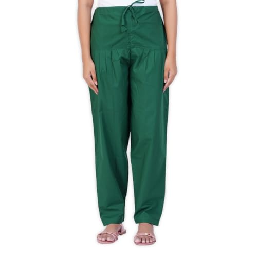 Happy Bunny Cotton Salwar Pant for Women, Modern Semi Patiala Ethnic Trousers with Drawstring, Comfortable Office Home Wear Ladies Pants (2XL, Dark Green) - Image 1