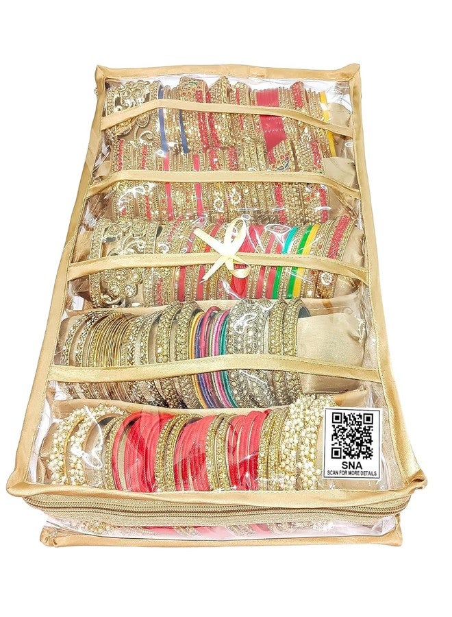SNA 5-Rola Satin Bangle Bag & Vanity Organizer - Elegant Cosmetic and Jewelry Storage Solution for Women - Image 1
