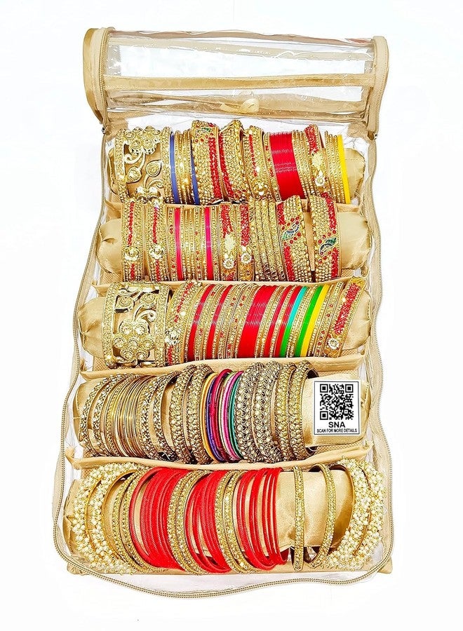SNA 5-Rola Satin Bangle Bag & Vanity Organizer - Elegant Cosmetic and Jewelry Storage Solution for Women - Image 2
