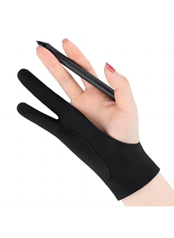 2-Pack Artist Glove Palm Rejection Drawing Glove for Graphic Tablet, iPad - Smudge Guard, Two Finger, Elastic Lycra, Fingerless, Good for Left & Right Hand (S) - Image 2